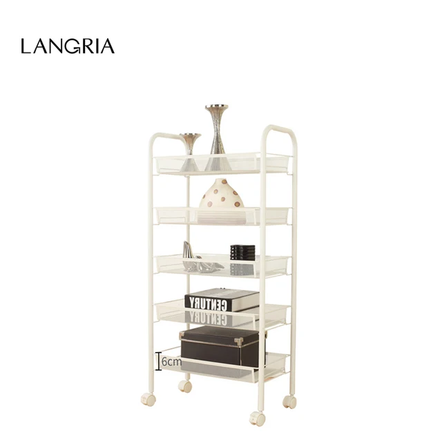 Langria 5 Tier Metal Mesh Rolling Cart For Kitchen Pantry Office Langria 5 Tier Metal Mesh Rolling Cart For Kitchen Pantry Office Bedroom Bathroom Washroom Laundry E Saving Storage Rack