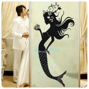 

Free Shipping Beautiful mermaid Wall sticker window sticker Wall Decor Glass Sticker home decoration