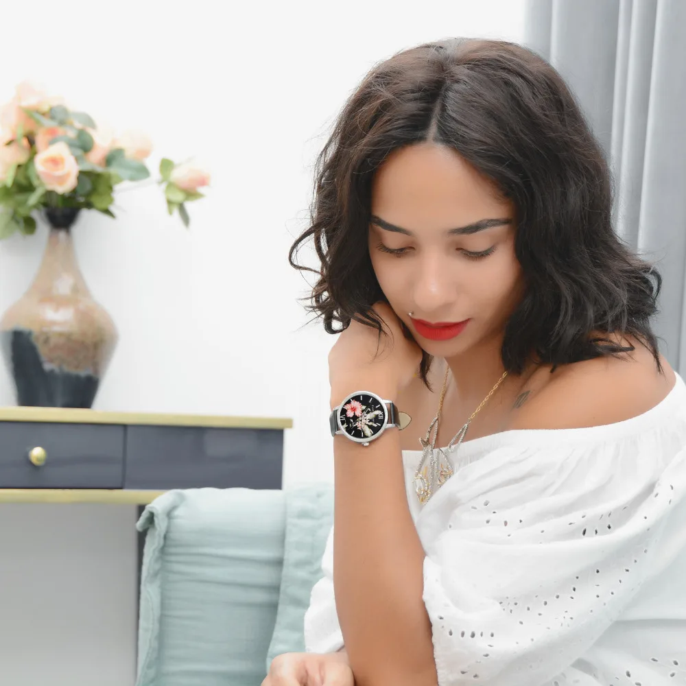 Lvpai Brand Women Bracelet Watch Fashion Rose Gold Flowers Leather Simple Women Dress Watches Luxury Business Clock Watch