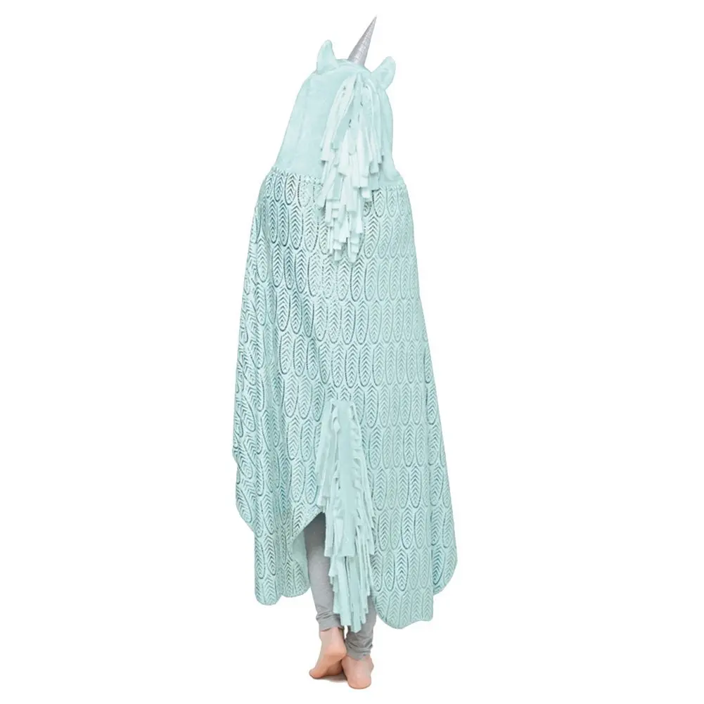

WINLIFE Unicorn Cozy Blaket Cloak for Adult and Kids Sleeping Foil Stamping Feather Pattern (Beige)