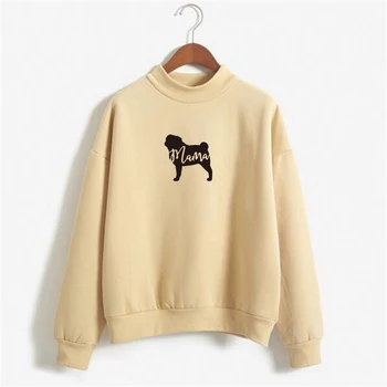 

Pug MAMA Crewneck Sweatshirt Women Puppy Printed Pullovers Sweatshirt Cute Animal Print Tracksuit Hoodies Female NSW-21597