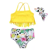 Без рукавов; детский купальный костюм; футболка для маленьких детей, купальник для девочек с цветочным принтом платье с кружевом От 0 месяцев до 2 лет, детский ванный комплект