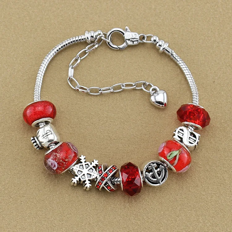 

New Red Glass Beads European And American Aristocratic Pan Snake Chain Can Adjust Fashion Women's Bracelets Gift Jewelry