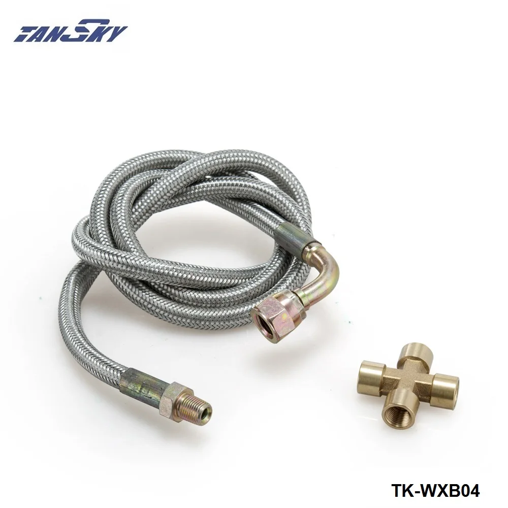 

Braided Stainless Steel Turbo Inlet Feed Line 36"+1/8 Npt Fitting Kit For BMW Benz Toyota TK-WXB04