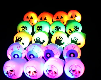 

50PCS Halloween Party LED Glowing Finger Rings Light Flashing Birthday Kids Children Soft Rubber Night Light Party Club Toy
