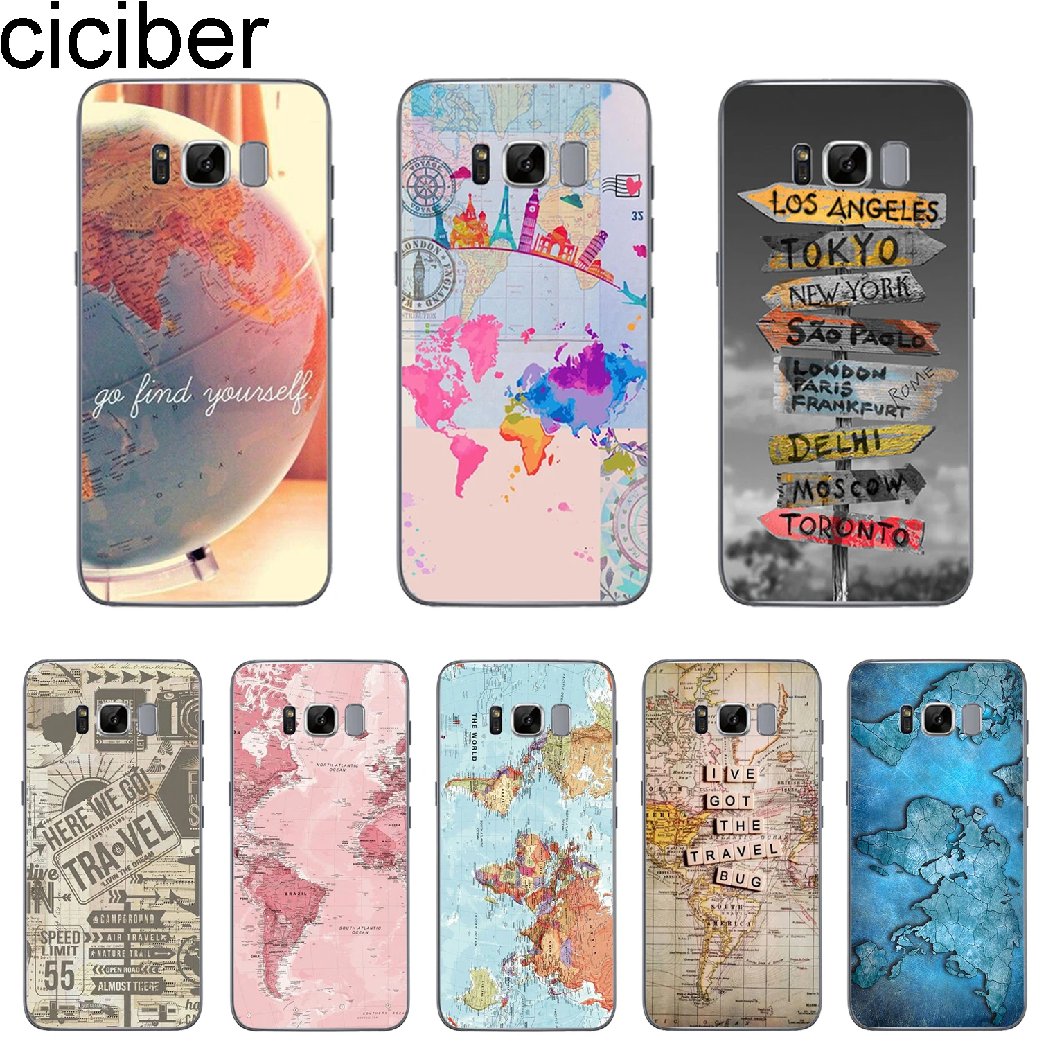 ciciber Phone Case For Samsung Galaxy S10 S10+ S10e S9 S8 S7 S6 S5 Note 10 10+ 8 9 5 Edge Plus Cover Soft TPU World Map Funda |