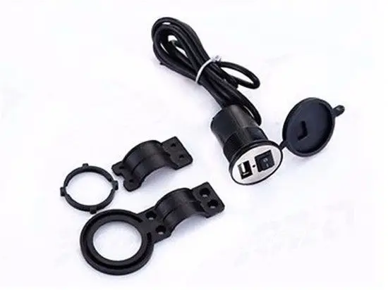 Черный 7/8 &quot1&quot Руль USB зарядное устройство для Honda Kawasaki Suzuki Yamaha Cruiser VTX |