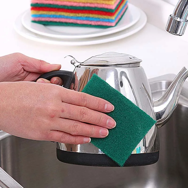 New Clean 10pcs Kitchen Home Scouring Scour Scrub Cleaning Pads Random Color Strong Decontamination Dish Towels