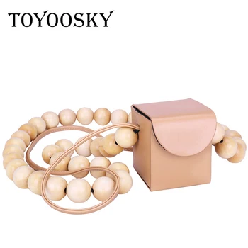 

TOYOOSKY Mini Wooden Beads Chains Women Messenger Bags Small Bamboo Beading Women Crossbody Bag Box Phone Shoulder Bags Female