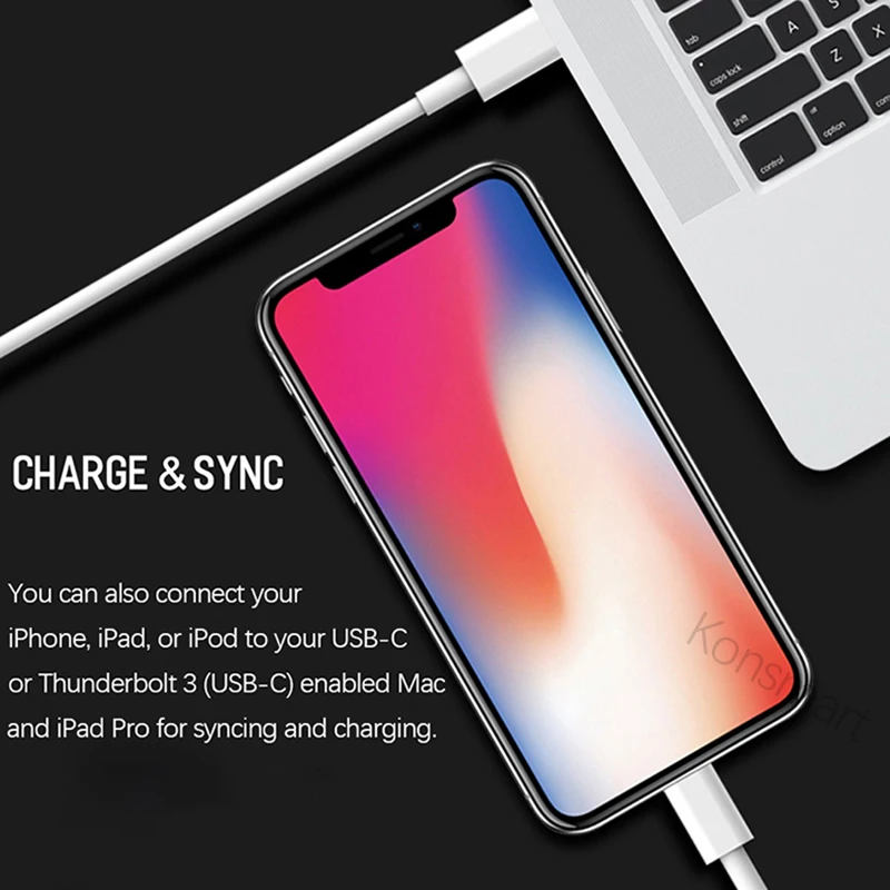 Кабель для быстрой зарядки Konsmart 18 Вт PD Apple iPhone 11 Pro 8 Plus X XR XS Max iPad 1 м|Зарядные