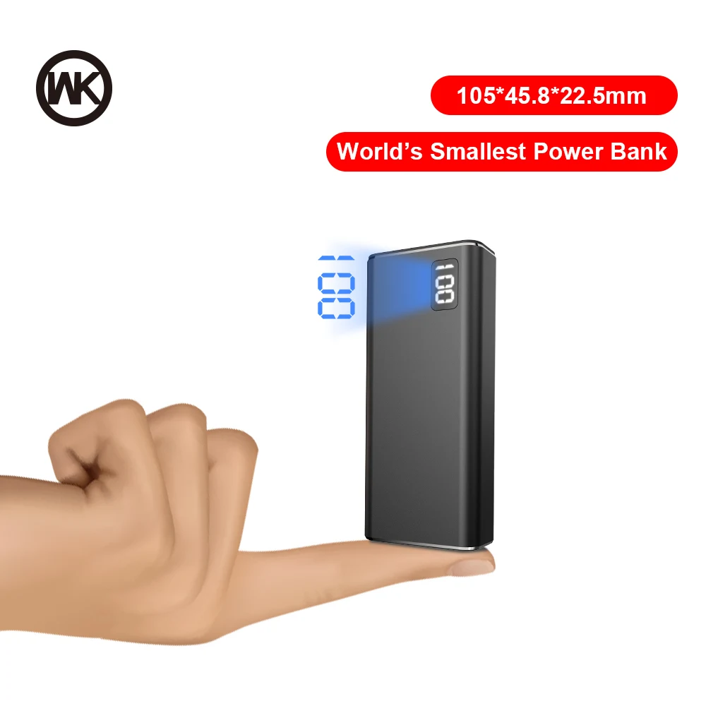 WK 3 вход 2USB мини внешний аккумулятор 10000 мАч металлическое портативное зарядное