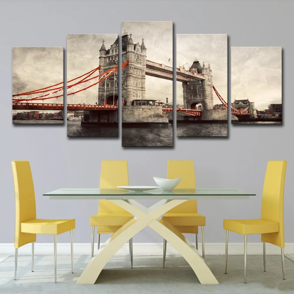 5P0039 Canvas Paintings Home Decor Framework 5 Pieces Tower Bridge Pictures HD Prints London River Thames Posters Living Room Wall Art  (12)