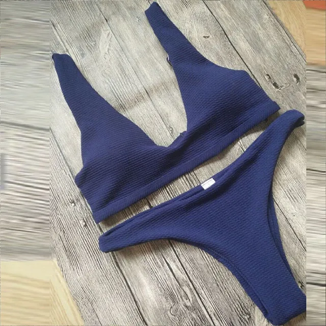 Hirigin Sexy Thong Bikini Set 2019 Women Swimwear High-quality Fabrics Push Up Swimsuit Women Bathing Suit Padded Bikini Solid 6