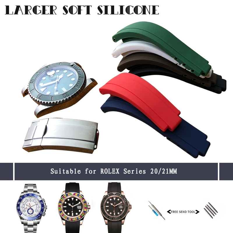 

20mm 21mm Silicone Rubber Watchband New Combination Buckle Watch Strap Suitable for Role Submariner Daytona GMT OYSTERFLEX Watch