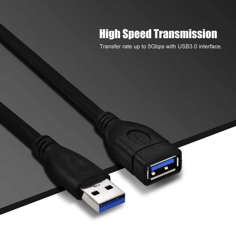 

USB3.0 USB Extension Cable Wire Male to Female Extender for PS4 Xbox Smart TV One SSD Data Sync 50cm(Blue)
