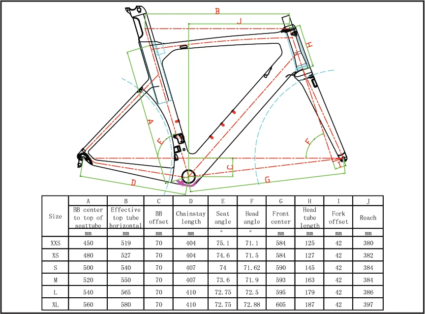 Colnago C59 Size Chart