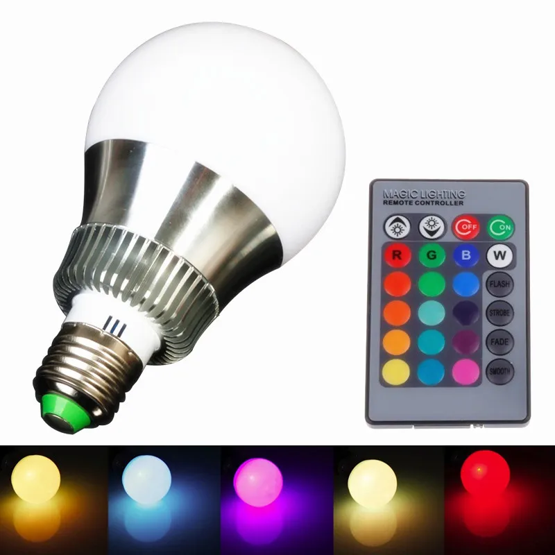 New Arrival RGB E27 E14 5W/10W AC85 265V LED Bulb Lamp with Remote