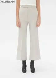 Arlenesain пользовательские прямые укороченные брюки из текстурированной диагональной шерсти женские брюки