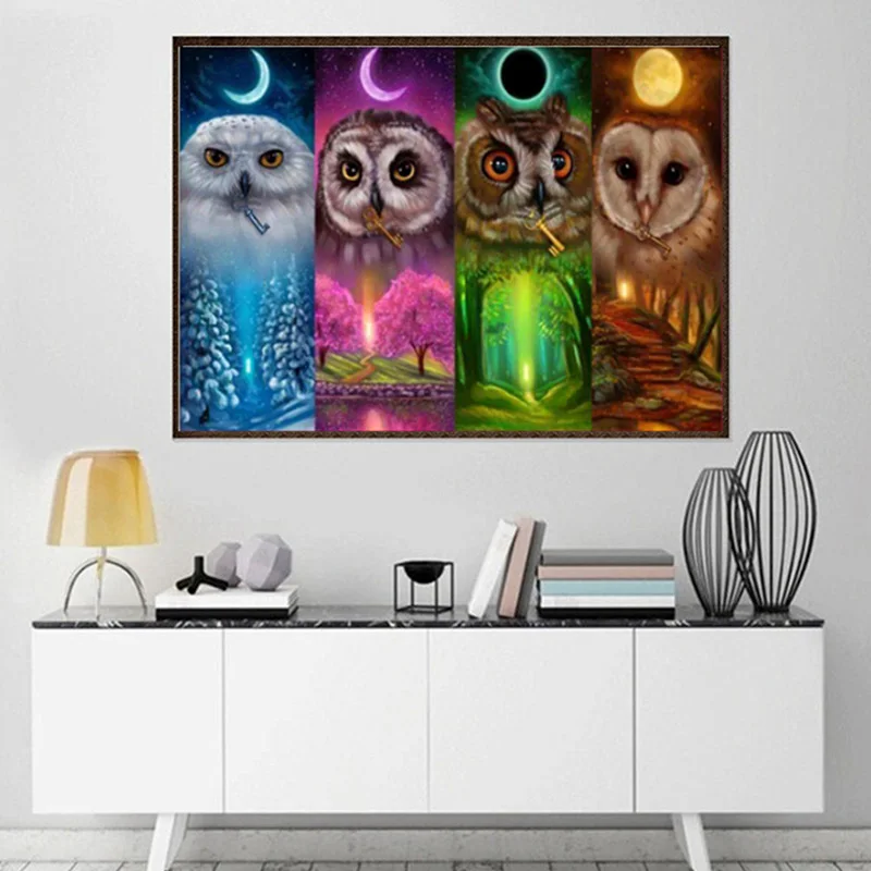 

5D Owl Diamond Painting Embroidery Beautiful Fashion 5D Owl Diamond Mosaic Diamond Painting for DIY Drop Shipping Cross Stitch