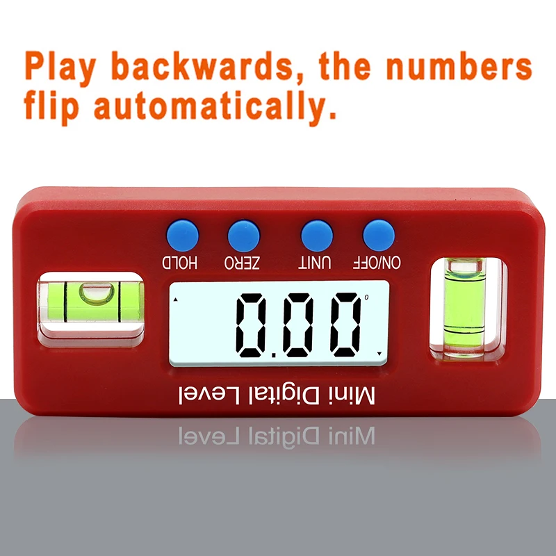 Red Precision Digital Protractor Inclinometer Water Proof Level Box Digital Angle Finder Bevel