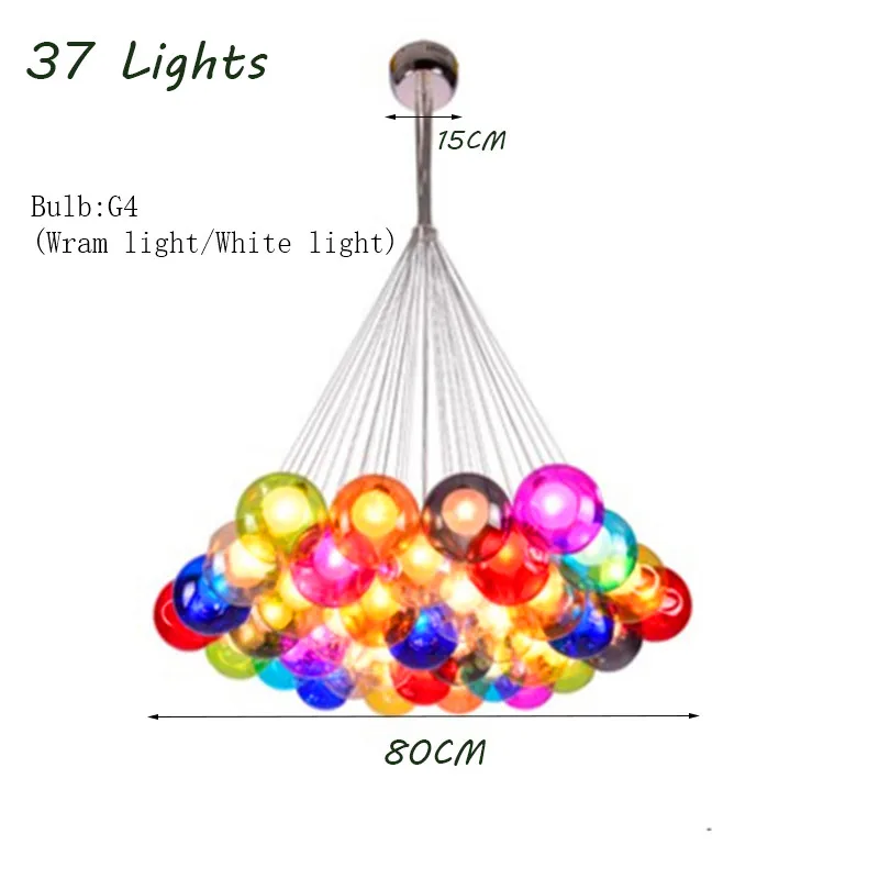 Современные светодиодные цветные Пузырьковые подвесные светильники в виде шаров, Подвесная лампа для спальни, люстра для детской комнаты, дизайнерская лампа для внутреннего освещения - Цвет абажура: 37 Lights