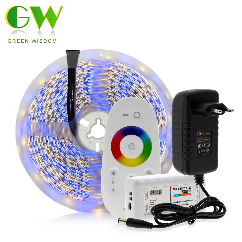 

5050 RGB LED Strip 12V 5M 300LEDs RGB / RGBW /RGBWW Neon Strip + 2.4G Touch Remote Controller +12V 3A Power Supply