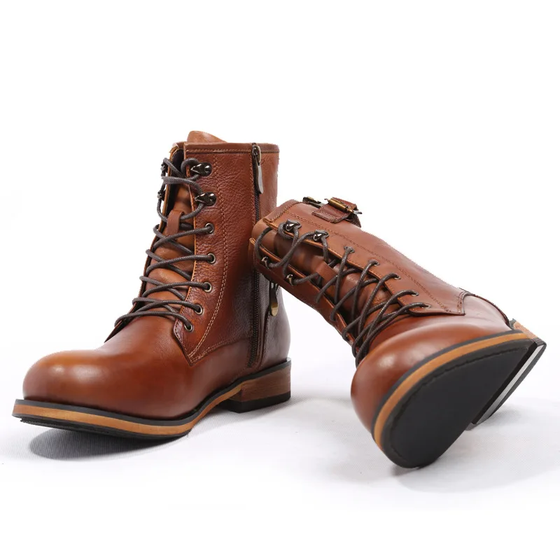 New Brown Ferramentas Botas Roxo Redonda Homens Couro Dos Retro Martin De Cabeça England purple Marrom gxrqgwB