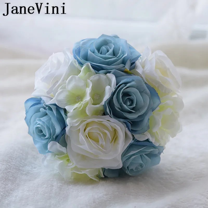 JaneVini Дешевые Свадебные букеты невесты 16 см Роза артициель Гортензия пион подружек невесты фотографии маленькие цветы