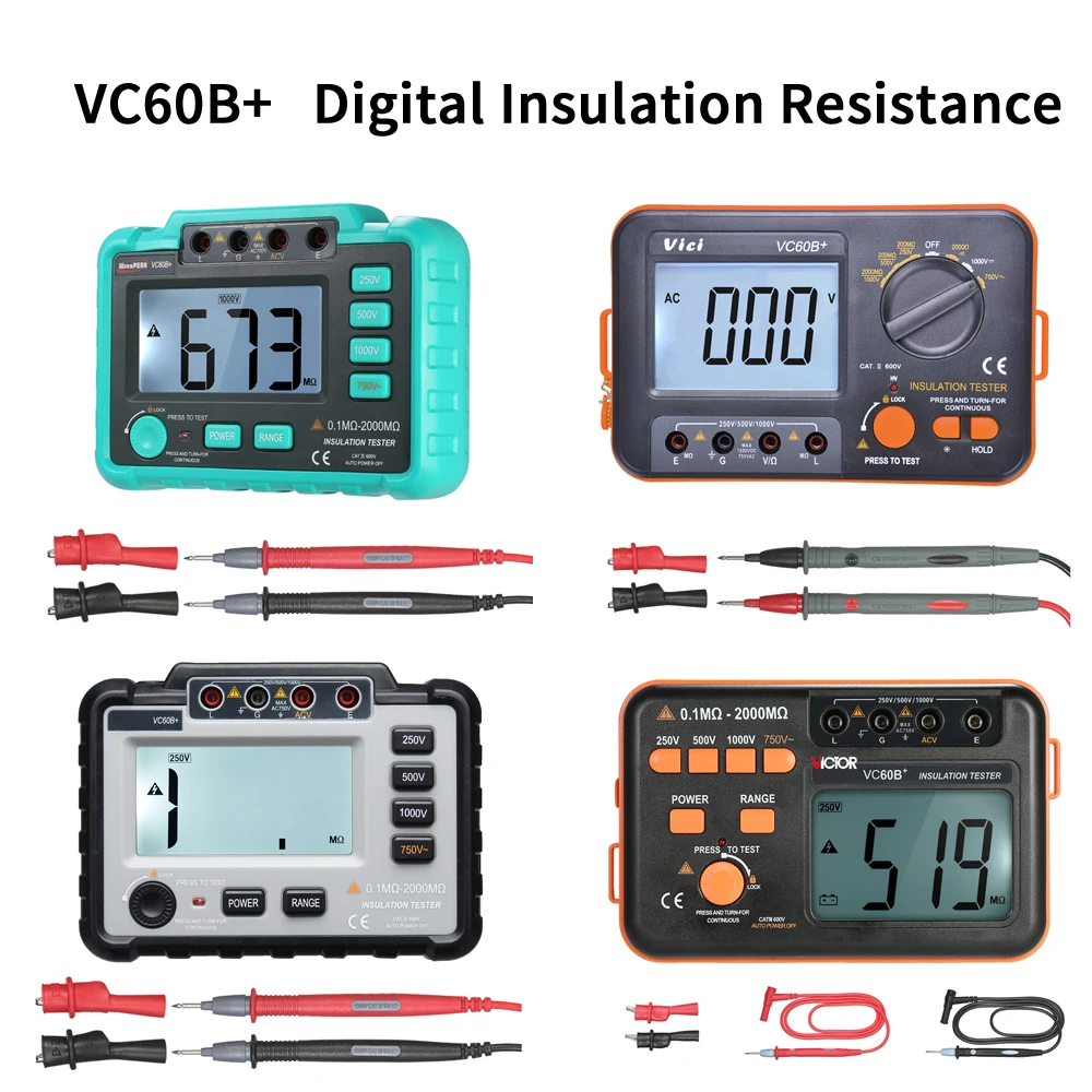 

VC60B+ Digital Insulation Resistance Tester Megger MegOhm Meter 250V 500V 1000V High Voltage And Short Circuit Input Alarm