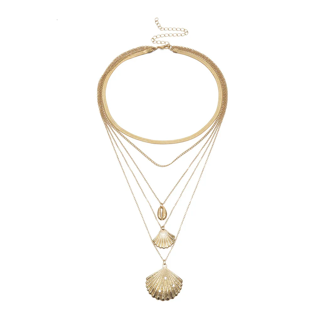 Многослойные, в стиле бохо, натуральная раковина, ожерелье с кулоном для женщин, винтажное Очаровательное ожерелье-чокер, массивные вечерние украшения для отдыха - Окраска металла: Style 11