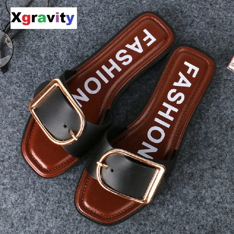 

Xgravity 2019 Female New Slippers Cut Out Summer Beach Sandals Fashion Women Slides Outdoor Shoes Indoor Slip On Flip Flops C139