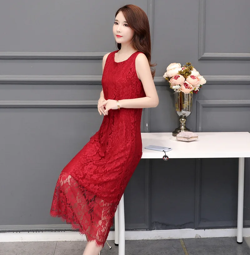 Платье-комбинация новое летнее длинное кружевное платье с двойным модалом Женская Корейская юбка большого размера одноцветная нижняя юбка женская Внутренняя юбка
