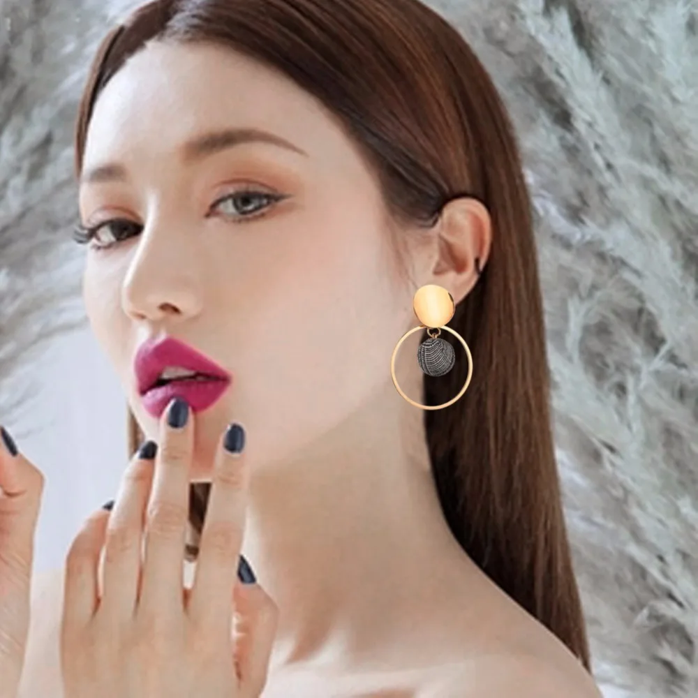 UAM Elegant Korean Style Jewelry Sweet Hollow Geometric Round Drop