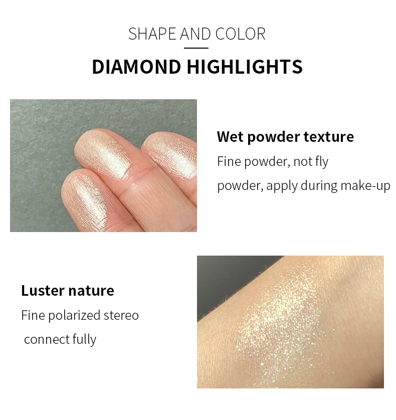 Face Glitter Highlighter Powder Makeup Highlight Diamond Shine Metallic Cream Brighten Facial Body Contour Luminous Corrector