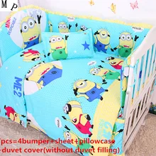 Скидка! 6/7 шт. детская кроватка детского постельного белья, Комплект постельного белья из чистого хлопчато-бумажные занавески для детской кроватки, бампер, 120*60/120*70 см