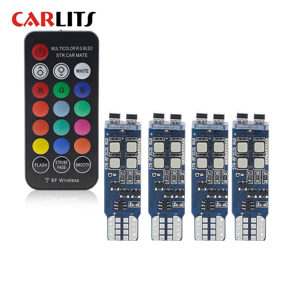

CARLITS T10 clearance bulb 194 W5W clearance lights Change Color Light Remote Car Interior T10 RGB brilliant LED Car light