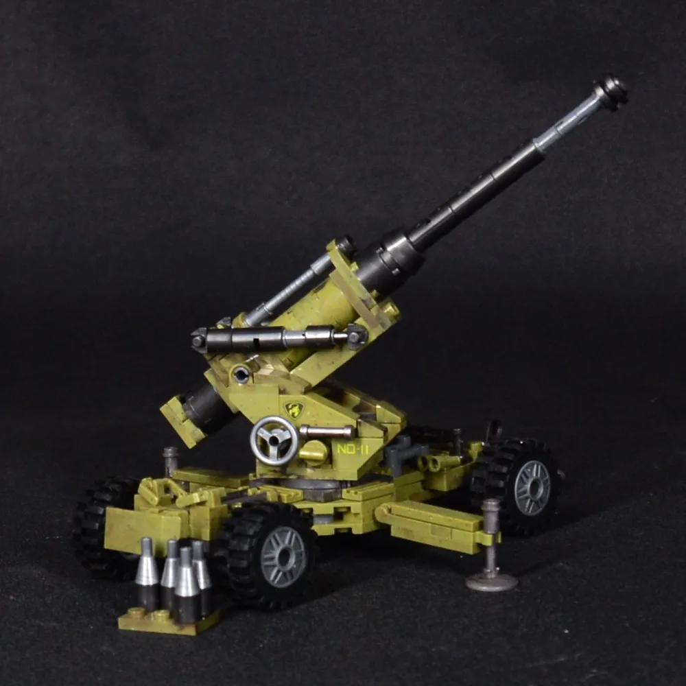 

Military Howitzer camouflage tactical weapon WW2 Anti-Fascist Army Building Blocks Toy
