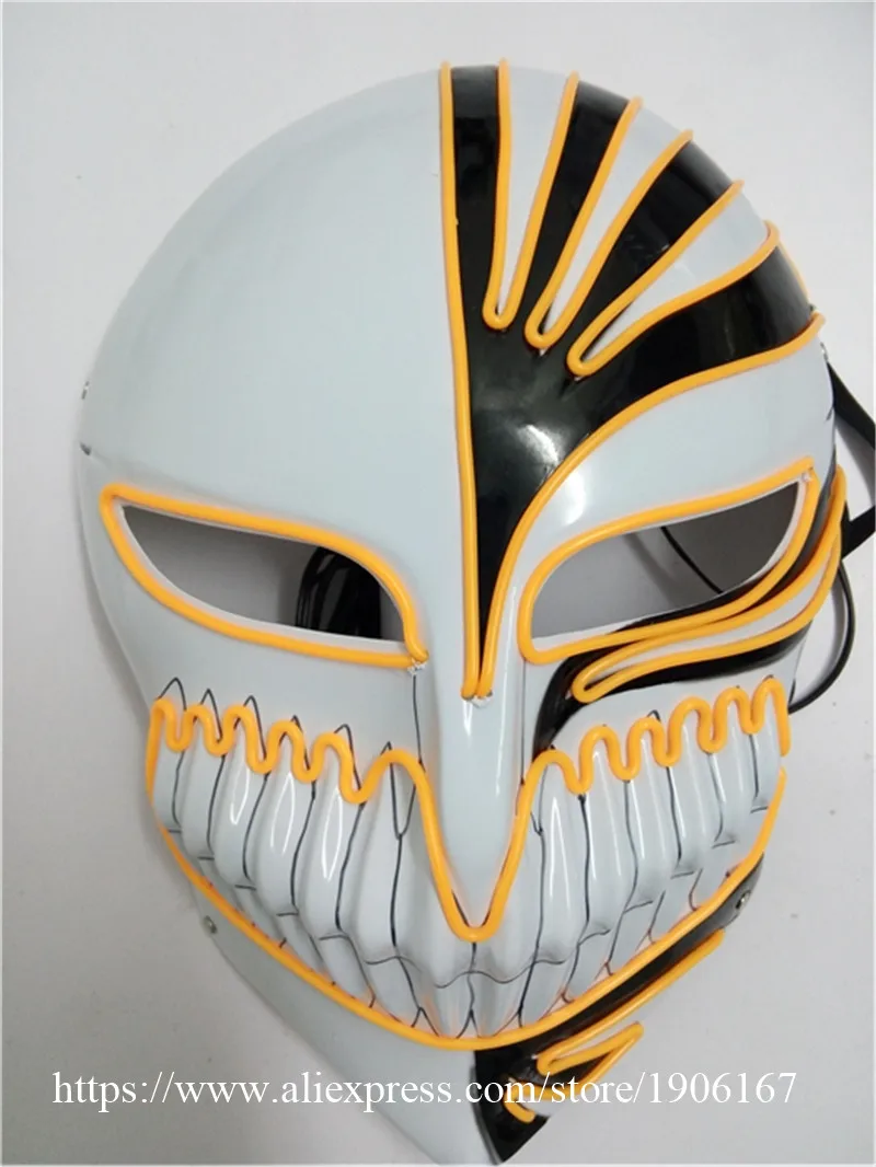 Halloween ghost Slit mouth light up glowing EL wire Cute mask Fashion Cosplay mask Costume mask for party By 3V Steady On Driver10