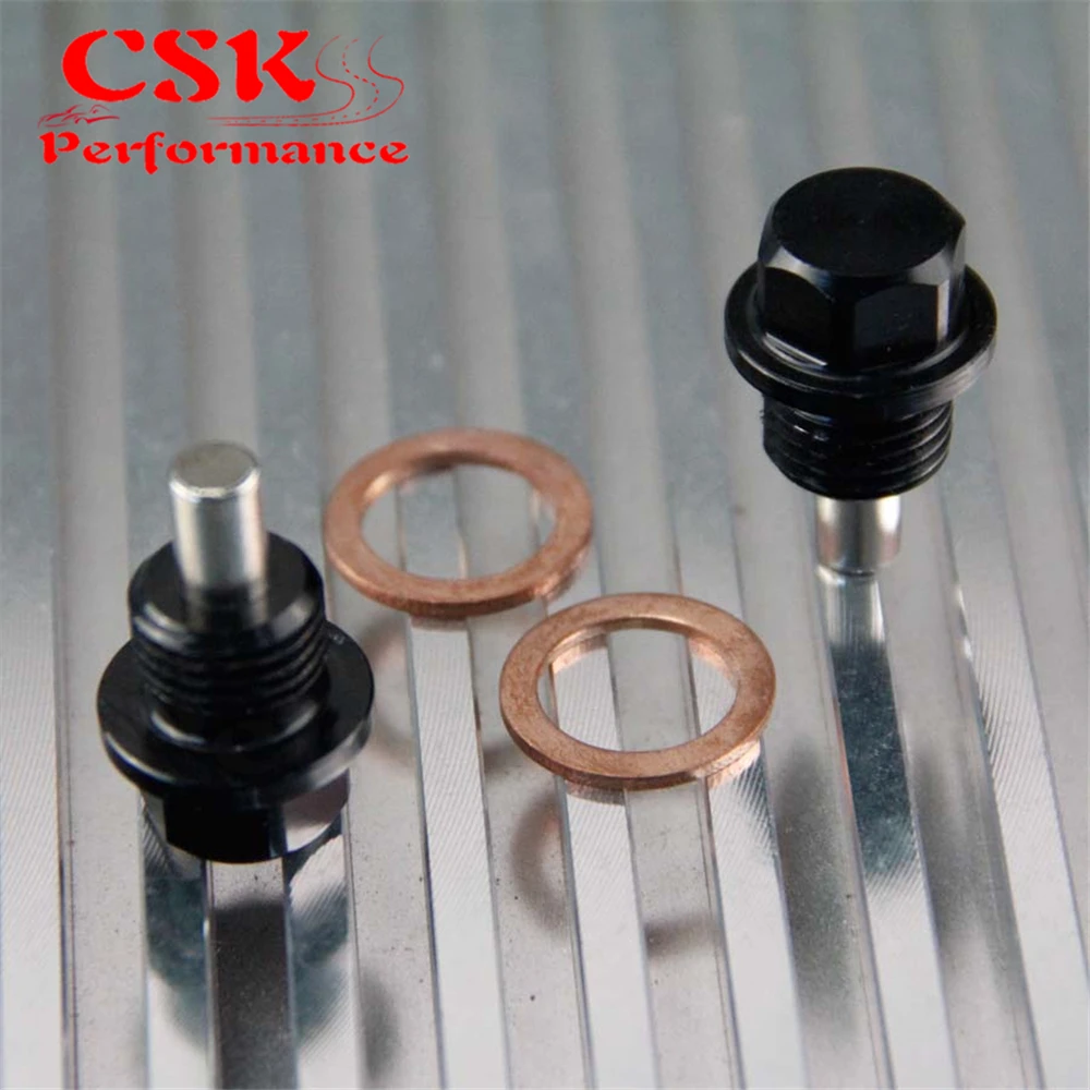 2 Pcs M14 X 1.5 Engine Oil Pan Drain Plug Bolt Anodized Crush