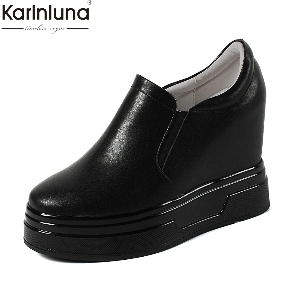 

KarinLuna Brand new Large Size 32-40 fashion Platform Woman Shoes Increasing Heels Black White Vulcanize Shoes Woman