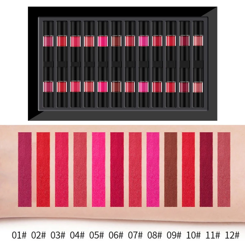 

New 24Pcs/Set Moisturizing Matte Lip Gloss Set Waterproof Non-stick Cup Easy To Color Liquid Lipstick Kit