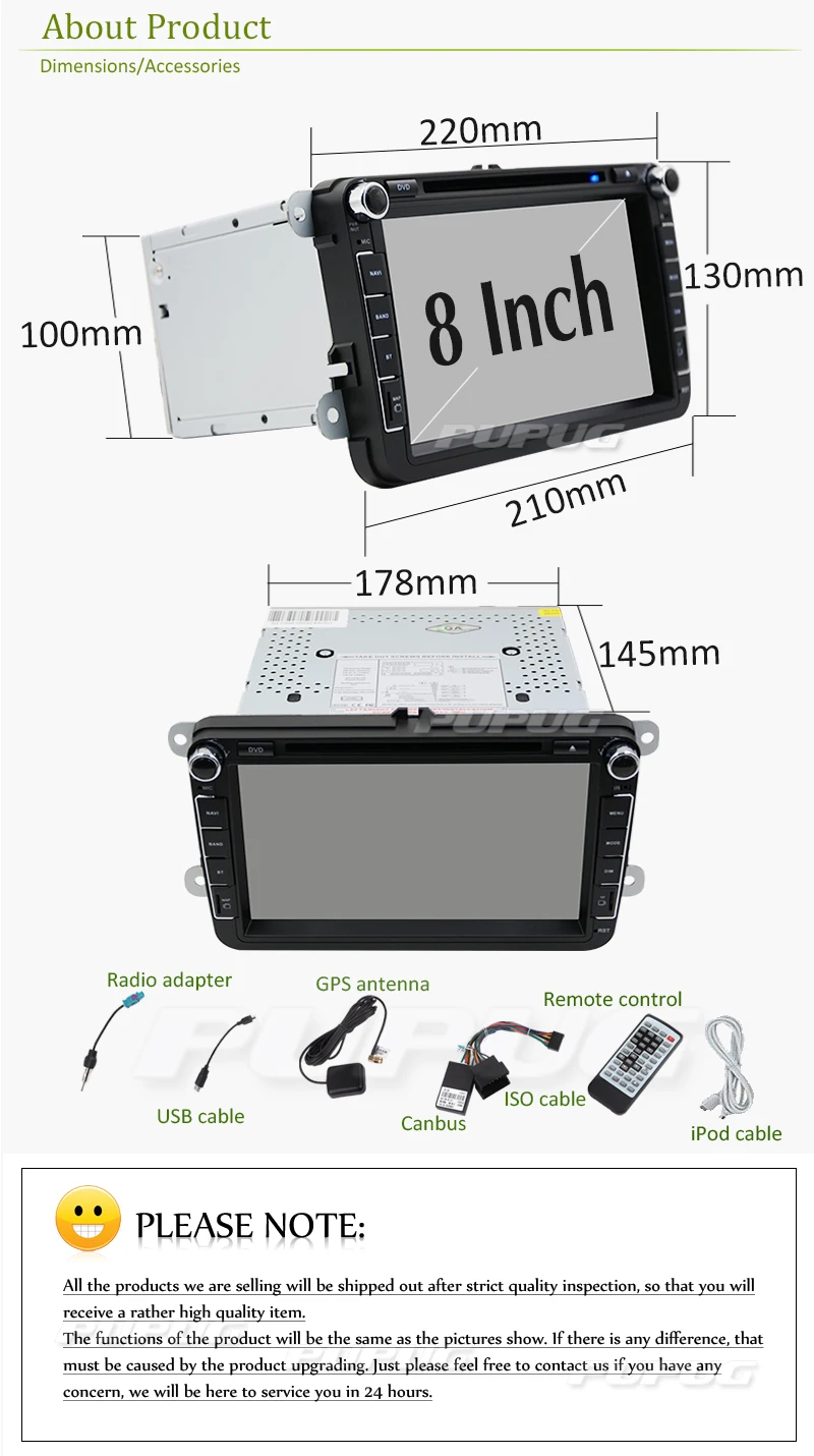 Top 8"Touch Screen VW Car DVD GPS Player Bluetooth Radio RDS USB IPOD SD Steering wheel control Free Camera For 5