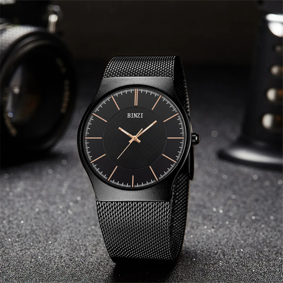 erkek kol saati Top Brand Fashion Mens Watches Luxury Quartz Watch For Men Casual Slim Mesh Steel Waterproof Sports Watch