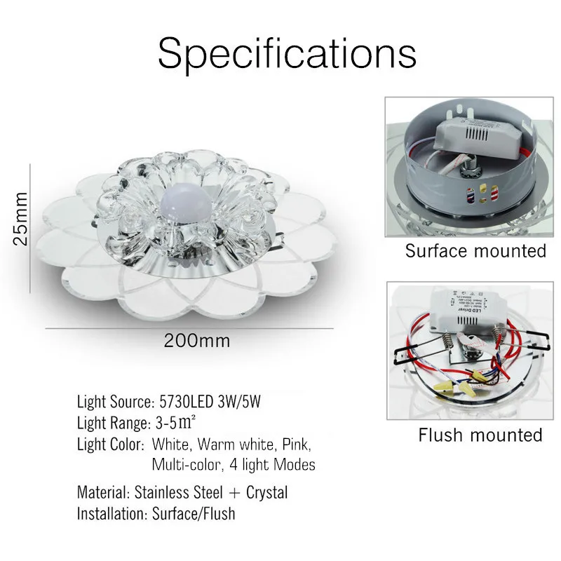 220 В 5 Вт современный светодиодный хрустальный потолочный круговой светильник мини потолочный светильник Rotunda светильник для гостиной коридора кухни