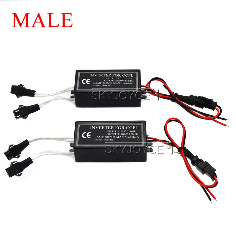 SKYJOYCE 1 pair Male Female Car Inverter Converter For CCFL angel eyes light lamp halo ring spare ballast for E36 E39 E46 E53 (1)