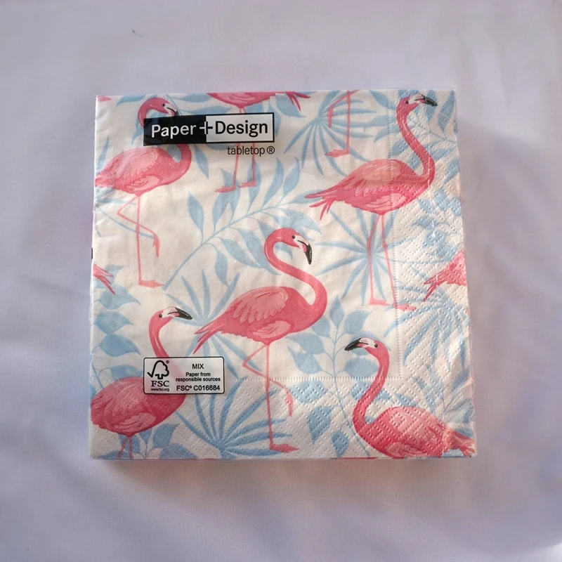4 бумаги салфетки для декупажа-33*33 см розовые Фламинго бумажные салфетки для свадьбы