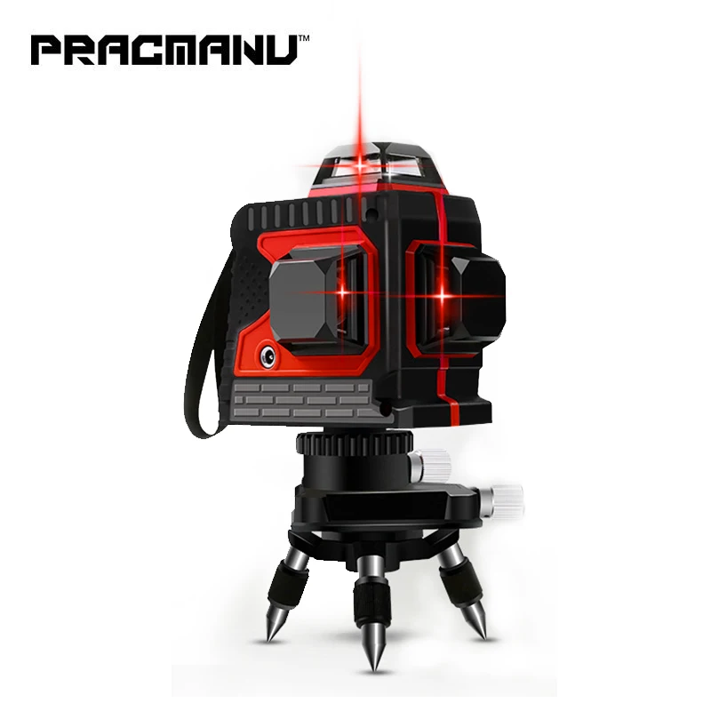 

PRACMANU 12 Line 3D Red laser level 360 Vertical And Horizontal Laser Level Self-leveling Cross Line Laser Level with outdoor