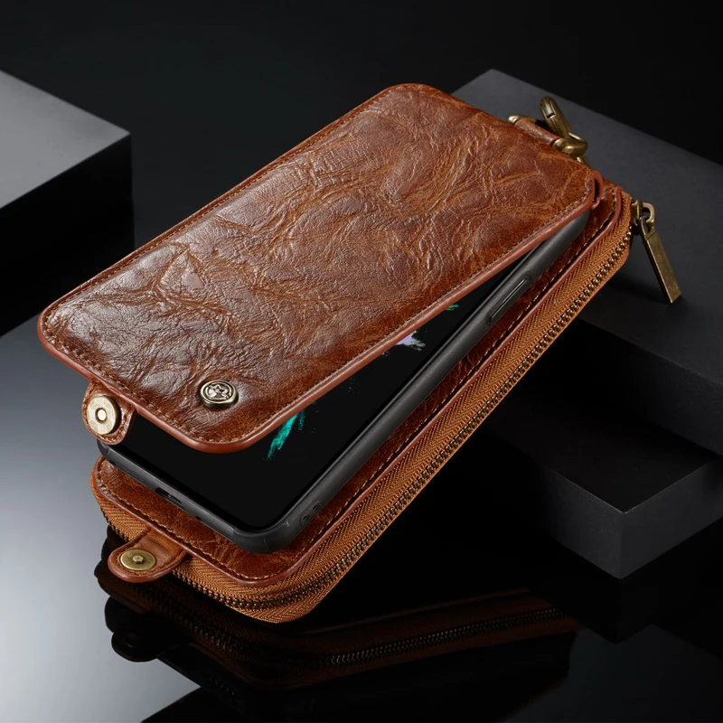 Original CaseMe Case For Apple iPhone X Luxury Vintage Leather EDC Zipper Wallet + Card Slots