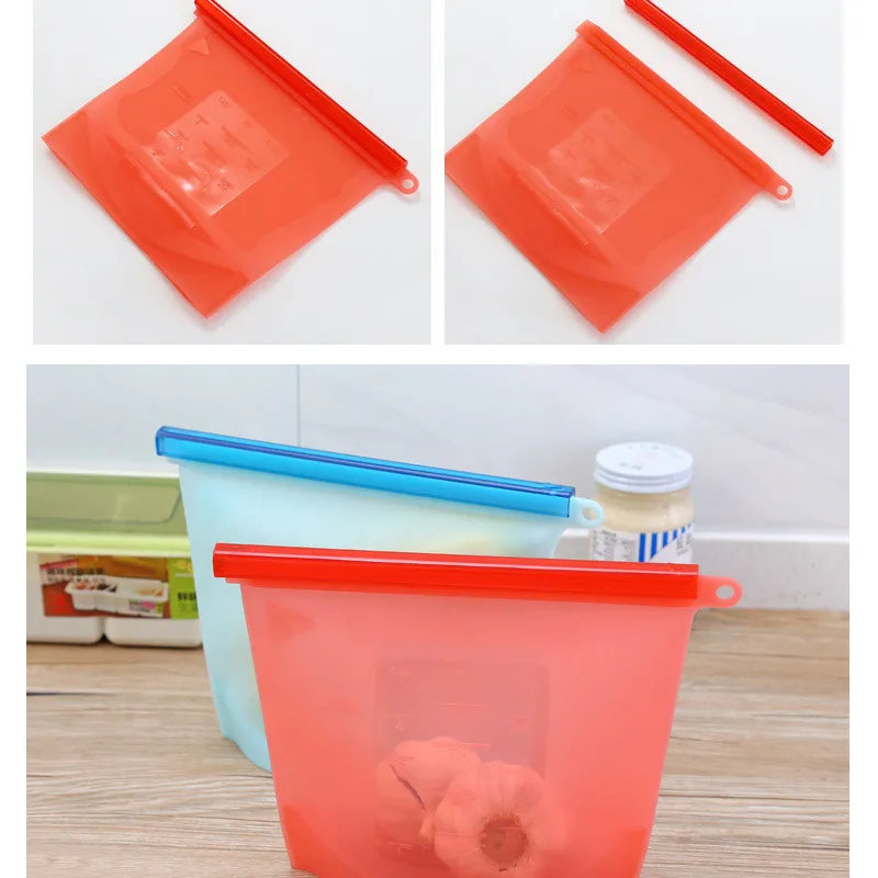 Многоразовый силикон Vacuum Seal Еда пакеты для сохранения свежести продуктов Фрукты Мясо контейнеры для хранения молока пакет для холодильника Ziplock Кухня Органайзер U3