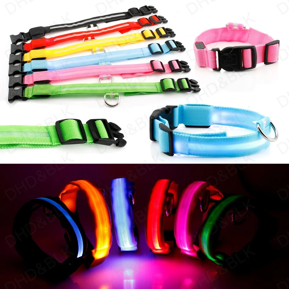 

LED Light up Dog Pet Night Safety Bright Flashing Adjustable Nylon Collar Leash